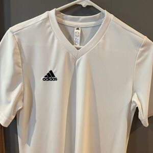 Boys Adidas White Performance Jersey V-Neck